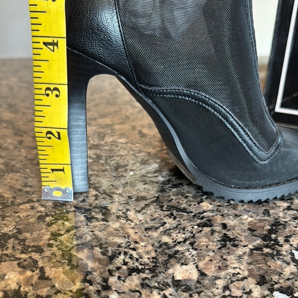 Karl Lagerfeld Black mesh Heeled Boots with Peep-Toe Design NWT 5.5 - Picture 11 of 16